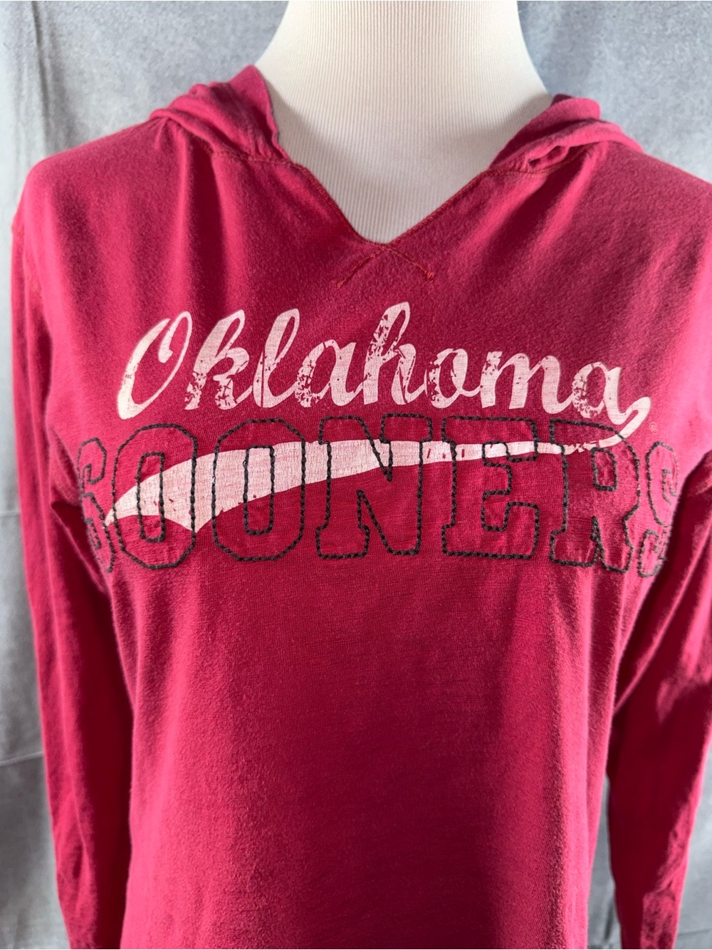 2654-Oklahoma Sooners Pink Crewneck Hooded Sweatshirt